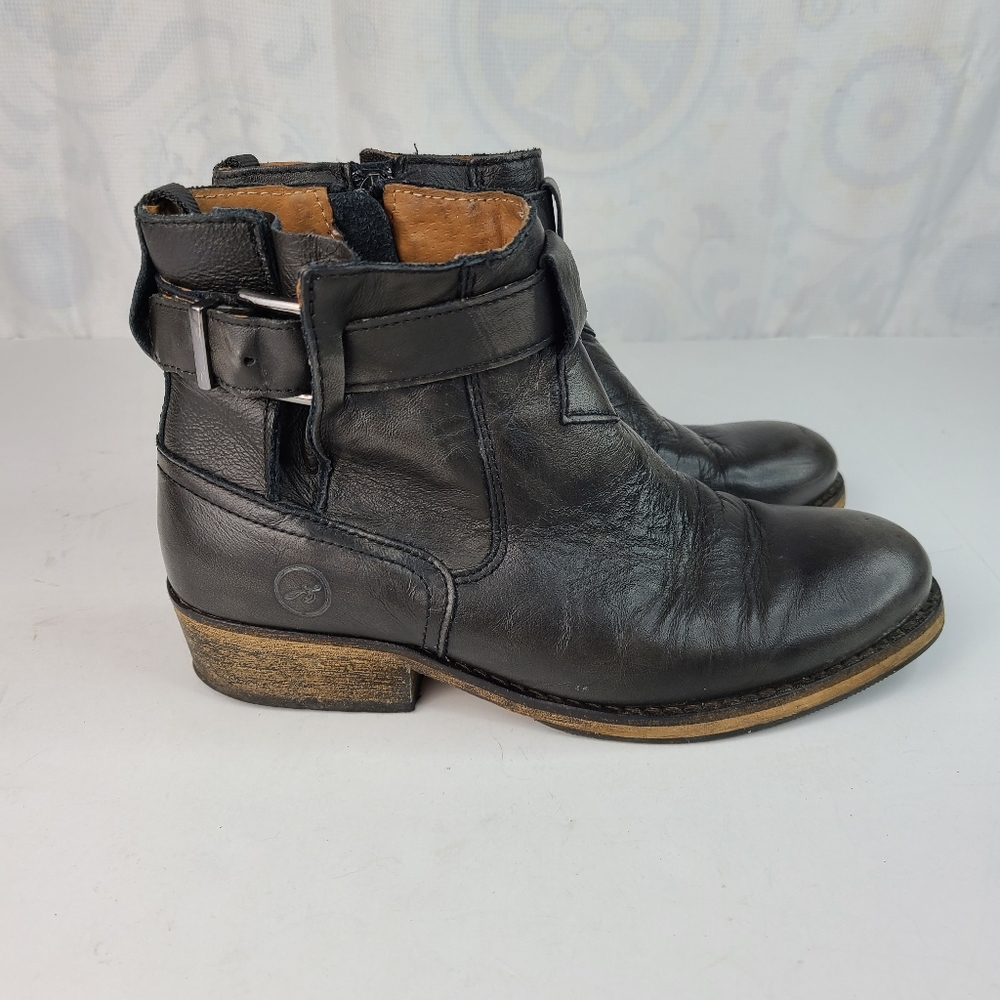 Bronx Told U So dark charcoal gray ankle boots with buckle women's 37/6.5